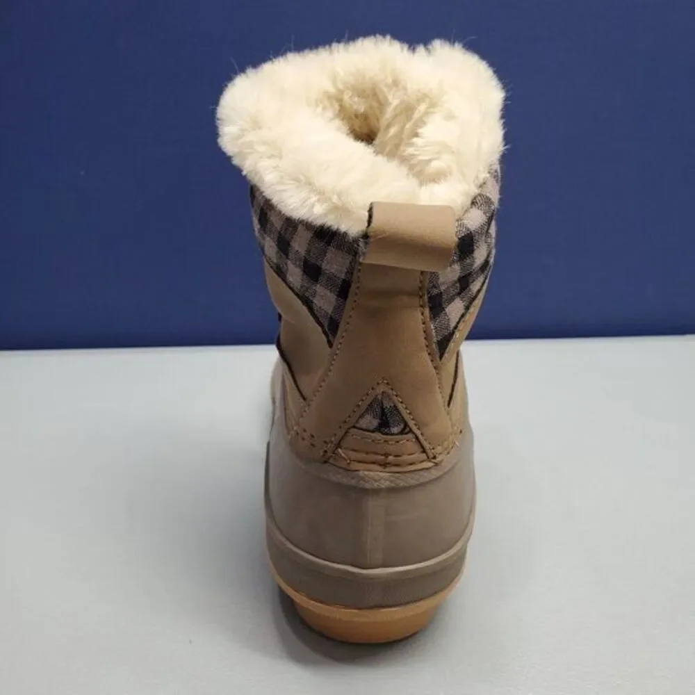 Khombu Keri 2‎ Duck Boots Womens Size 6 Brown Taupe Synthetic Waterproof Lace Up